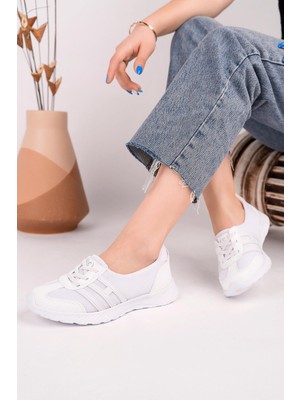 Nesil Shoes Bsea 618 Beyaz Memory Foam Kadın Yürüyüş Ayakkabısı