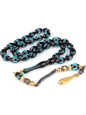 Takı925 Sürmeli Model Alpaga Metal Püsküllü Ateş Kehribar Tesbih