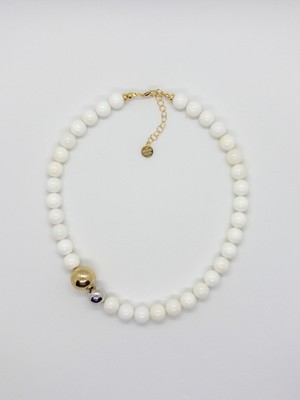 Merse Atelier Beyaz Doğal Sedef Taşlı Silver ve Gold Renkli Kaplama Detaylı Kolye