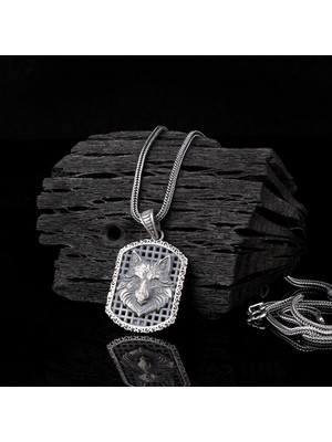 Takı925 925 Ayar Gümüş Kurt Motifli Unisex Model Kolye