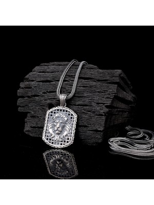 Takı925 925 Ayar Gümüş Aslan Motifli Unisex Model Kolye
