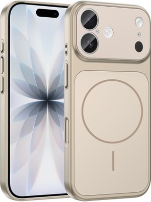 Tekno Grup Iphone 16 Kılıf M-Safe Şarj Özellikli Kamera Camlı Formen Kapak-Gold