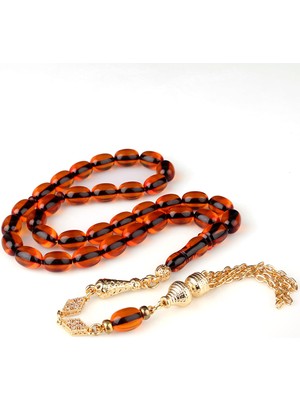 Takı925 Bafon Püsküllü Sıkma Kehribar Tesbih