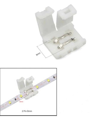 Powerr Led Aydınlatma Tek Renk 8 mm Şerit LED Birleştirme Aparatı Lehimsiz 2 Pin 10 Adet
