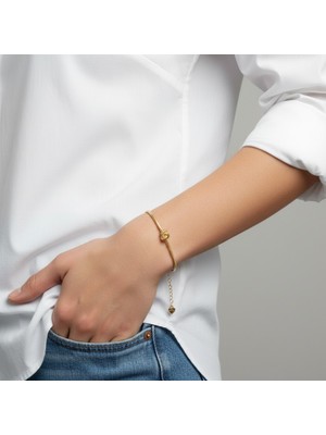 PIEDORA GOLD 14 Ayar Altın Düğüm Detaylı İnce Zincir Kadın Bileklik