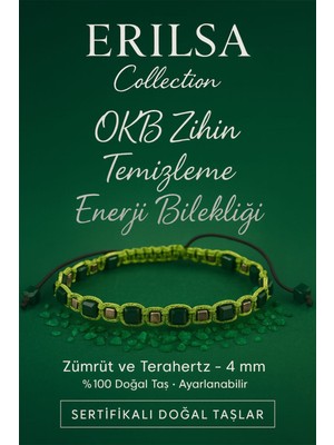 Erilsa Sertifikalı Okb Zihin Temizleme Enerji Bilekliği – Zümrüt ve Terahertz Doğal Taş 4 mm Ayarlanabilir