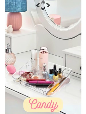 Şeffaf Çok Bölmeli Masaüstü Makyaj ve Takı Organizeri