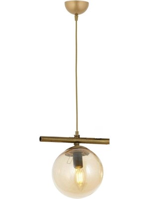 Feyza Design Modern Bal Glop Cam Sıralı Gold Sarkıt Avize, Şık ve Parlak Tasarım