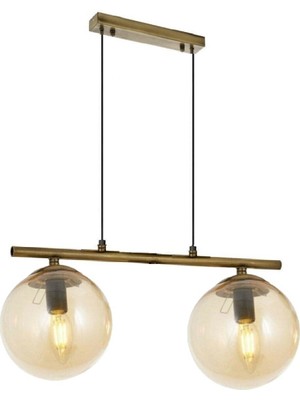 Feyza Design Şık Modern Bal Glop Camlı Sıralı Gold Sarkıt Avize, Zarif ve Parlak Işık