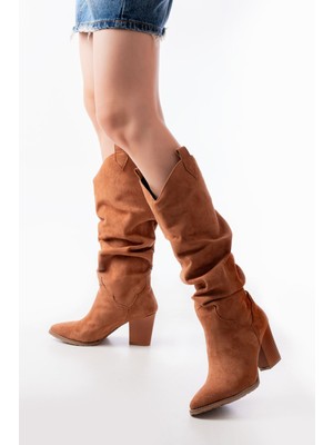 Zerenyus ZRİN-1884 Premium Taba Süet Günlük Kadın Çizme