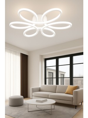 Feyza Design Modern Beyaz LED Plafonyer, Salon ve Mutfak Için Şık Aydınlatma