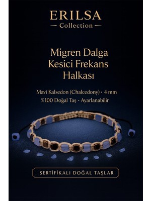 Erilsa Sertifikalı Migren Dalga Kesici Frekans Halkası – Mavi Kalsedon (Chalcedony) 4 mm Ayarlanabilir