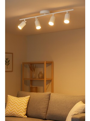 Feyza Design Modern Beyaz Spot Ledli 4'lü Avize, Salon, Mutfak ve Banyo Için