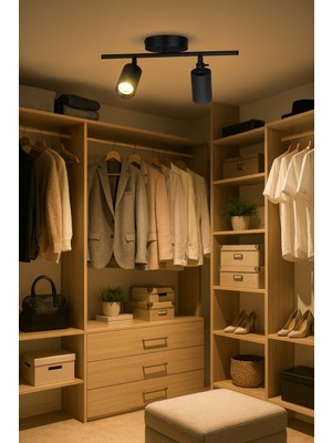 Feyza Design Modern Siyah Spot Ledli 2'li Avize, Cafe, Mutfak ve Banyo Için Şık Tasarım