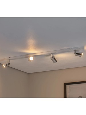 GU10 4’lü Dörtlü 100 cm Beyaz Gövde Krom Başlıklı Hareketli Tasarruflu LED Tavan Spot Avize