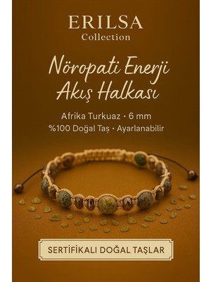 Erilsa Sertifikalı Nöropati Enerji Akış Halkası – Afrika Turkuaz Doğal Taş 6 mm Ayarlanabilir
