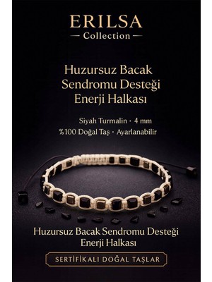 Erilsa Sertifikalı Huzursuz Bacak Sendromu Destek Enerji Halkası – Siyah Turmalin Doğal Taş 4 mm