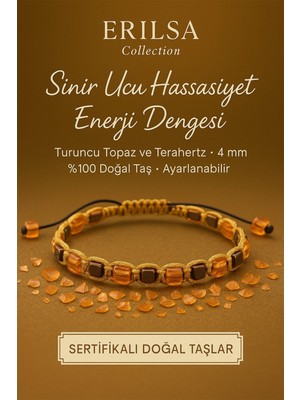 Erilsa Sertifikalı Sinir Ucu Hassasiyet Enerji Dengesi Bilekliği – Turuncu Topaz ve Terahertz 4 mm