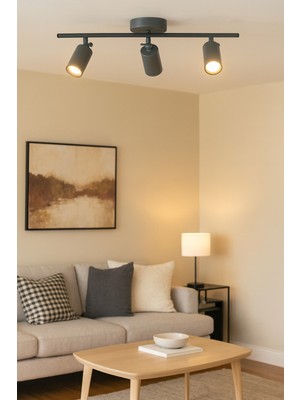 Feyza Design Modern 3’lü Antrasit Spot LED Avize, Salon, Mutfak ve Banyo Için
