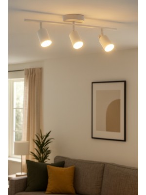 Feyza Design Modern 3'lü Spot Ledli Avize, Beyaz, Salon, Mutfak, Banyo Için