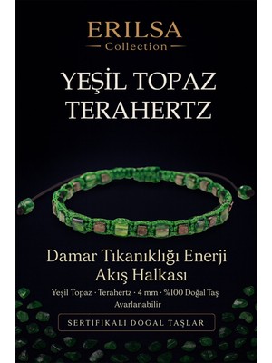 Erilsa Sertifikalı Damar Tıkanıklığı Enerji Akış Halkası – Yeşil Topaz ve Terahertz Doğal Taş 4 mm