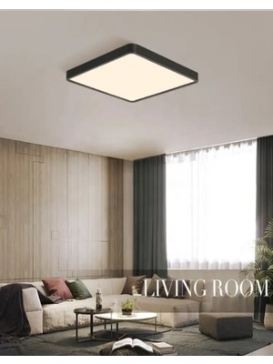 Feyza Design 30X30 cm Siyah LED Panel Avize, Salon, Banyo, Balkon, Tuvalet, Wc Aydınlatması