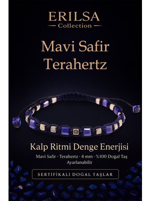 Erilsa Sertifikalı Kalp Ritmi Denge Enerjisi – Mavi Safir ve Terahertz Doğal Taş 4 mm Ayarlanabilir