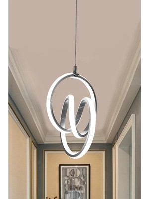 Feyza Design Modern Gri Kasa Beyaz Işık LED Avize Şık ve Şeffaf Aydınlatma