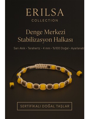 Erilsa Sertifikalı Denge Merkezi Stabilizasyon Halkası – Sarı Akik ve Terahertz Doğal Taş 4 mm