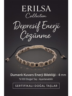 Erilsa Sertifikalı Depresif Enerji Çözünme Bilekliği – Dumanlı Kuvars Doğal Taş 4 mm Ayarlanabilir