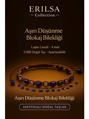 Erilsa Sertifikalı Aşırı Düşünme Blokaj Enerji Bilekliği – Lapis Lazuli Doğal Taş 4 mm Ayarlanabilir