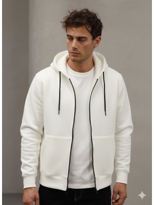 Atk Giyim Comfort Fit Şardonlu Fermuarlı Kalın Kışlık Erkek Sweat Hırka