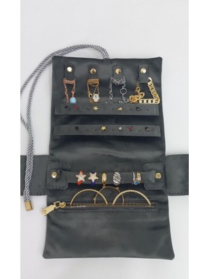 Katlanabilir Rulo Takı Çantası, Seyahat Için Pratik ve Şık Gri 14