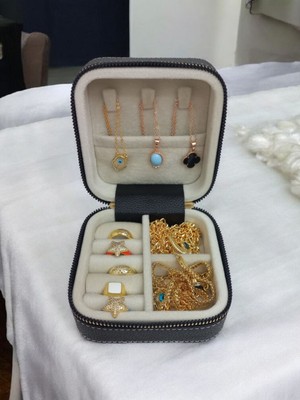 Küçük Boy Seyahat Takı Saklama Kutusu, Ahşap ve Deri Tasarım