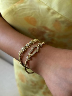 Nur Tasarım Atolyesi Xuping 14K Altın Kaplama Tasarım El Figürlü Bileklik Kelepçe