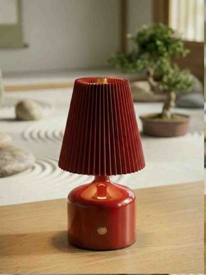 Mik Store Kırmızı Abajurlu Kablosuz Dekoratif Masa Lambası