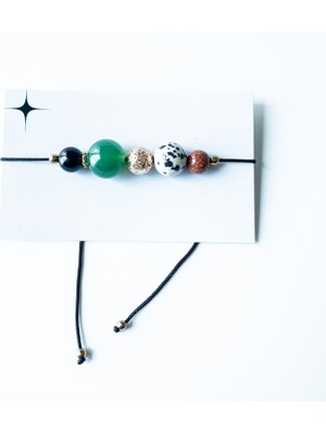 THEIA GemWorks Kalin — Yeşil Akik, Yıldız Taşı, Dalmaçyalı Jasper, Elektro Lav & Oniks Ip Bileklik