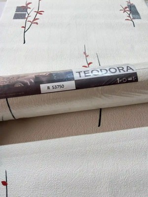 Teodora Beyaz Üzeri Kırmızı Çiçek Desen Ucuz Duvar Kağıdı 53750