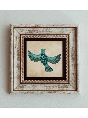 Anadolu Box Kuş Çerçeveli Taş Tablo , Çerçeveli Taş Duvar Dekoru 20 cm