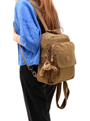 571 Collections Çanta Unisex Su Geçirmez Çok Gözlü Taba Renk Çapraz Askılı Göğüs ve Sırt Çantası