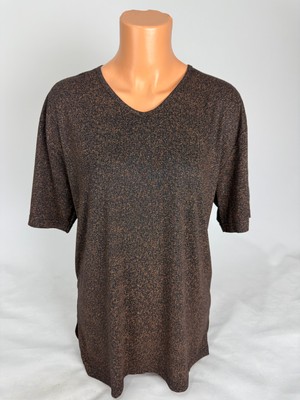 Yaşar Triko Kadın Likralı Desenli U Yaka Kısa Kollu Yanları Yırtmaçlı Anne Penye Tişört