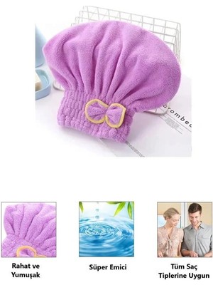 Nirnisa Mikrofiber Saç Kurutma Havlusu Duş Deniz Havuz Kurulama Bonesi Hızlı Saç Kurutan Havlu Bone 1 Adet
