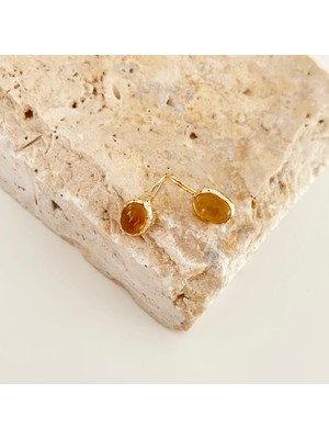 Vesce Atelier Bal Sarısı Doğal Taş Küpe