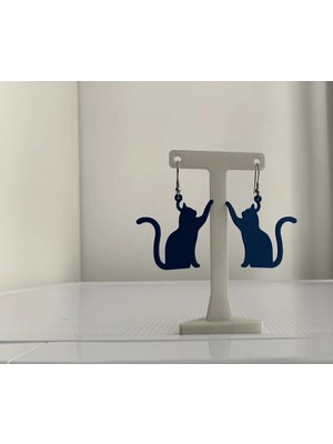 ADA 3D Neşeli Sallanan Kedi Küpe Çifti - Oyunbaz Şans Temalı Sevimli Aksesuar