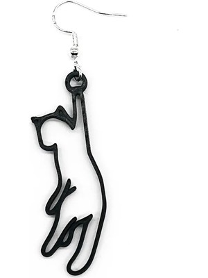 ADA 3D Sarkan Kedi Silüeti Küpe Çifti - Oyunbaz Mizah Temalı Minimalist Kedi Aksesuarı