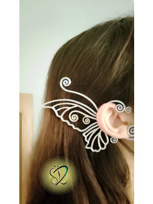 ADA 3D Gümüş/altın Renkli Kelebek Kanadı Tasarım Peri Temalı Hafif Kıkırdak Earcuff Küpe