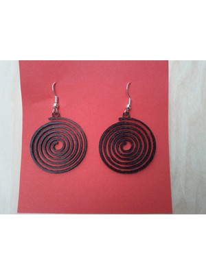 ADA 3D Siyah Spiral Halka Küpe Çifti - Sonsuzluk Akış Temalı Modern Minimalist Aksesuar