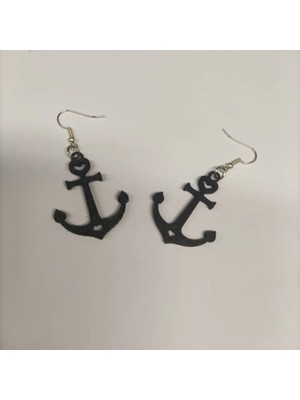 ADA 3D Kalp Detaylı Çapa Küpe Çifti - Denizci Ruh Sadakat Temalı Minimalist Aksesuar