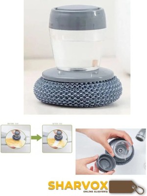 Sharvox Deterjan Hazneli Bulaşık Süngeri – Paslanmaz Tel Başlıklı Pratik Yıkama Süngeri – Sıvı Sabunlu