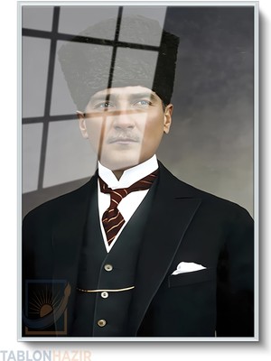 Tablonhazır Dikey Çerçeveli Cam Cam Ata 036 Modern Ev Dekoru Duvar Sanatı Ev Ofis Tablosu